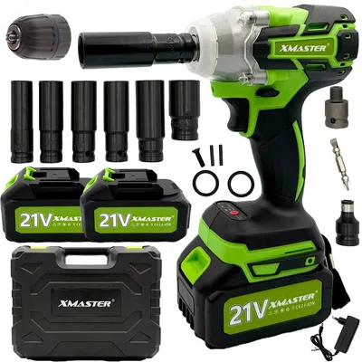 Obrázek produktu pro XMaster akumulátorový rázový utahovák, 21 V bezkartáčový rázový utahovák, 350 Nm akumulátorový utahovák, s 2x 3 Ah baterií a nabíječkou