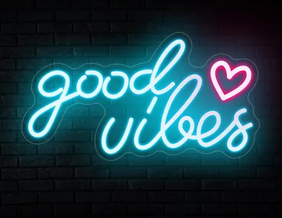 Zdjęcie produktu dla Good Vibes neon światło dekoracyjne światła neon znak neon znak neon, LED neon znak dekoracja ścienna do pokoju gier sypialnia ściana bar wesele prezenty dekoracja
