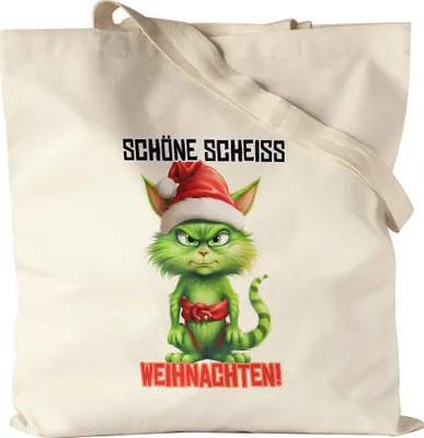 Produktbild von Schöne Scheiss Weihnachten Jutebeutel Katze Cat Weihnachtsmuffel Weihnachtsgeschenk für Katzenbesitzer