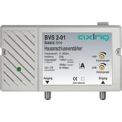 A product shot of a gray electronic device with labeling.