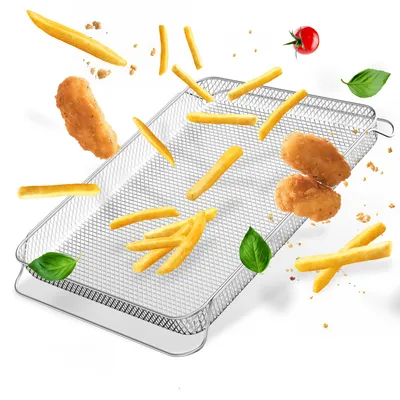 Produktbild von Original Frittierkorb Airfryer-Einsatz für Stillstern 45L Minibackofen (geeignet für: MB45-MX 2G 1176, MB45-LED 2G 1101 & MB45-KP 2G 1485), Airfryer-Backblech, Airfryer-Rost