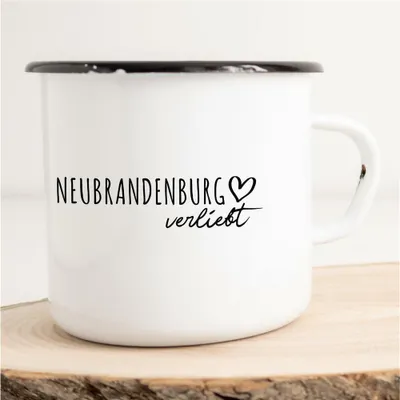 Produktbild von Huuraa Emaille Tasse Neubrandenburg  Geschenk Kaffeebecher Vintage 300ml Neubrandenburg  Präsent