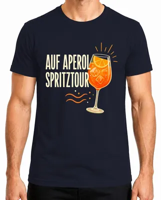 Zdjęcie produktu dla Koszulka męska, granatowa, rozmiar XL, motyw: Aperol Spritz, koktajl, lato, wieczór z przyjaciółkami, impreza panieńska, aperitivo