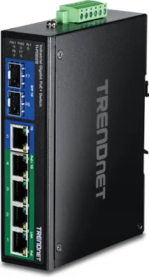 Produktbild von TRENDnet TI-PG62B 7-Port Switch PoE+ 2SFP Industrial Gigabit