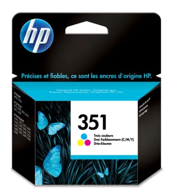 Obrázok produktu pre HP Trojfarebná originálna atramentová kazeta 351, Štandardná výťažnosť, Azúrová, Purpurová, Žltá, Atrament na báze farby, 1 kusov, 170 strany