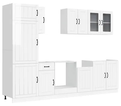 Produktbild von vidaXL 8-tlg. Küchenschrank-Set Lucca Hochglanz-Weiß Holzwerkstoff