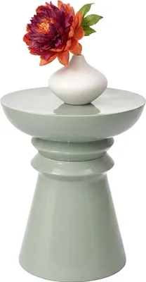 Produktbild von Relaxdays Beistelltisch, Kegel-Design, Wohnzimmer Dekoobjekt, Beistellhocker HxD: 45 x 38 cm, Podest, Metall, salbei