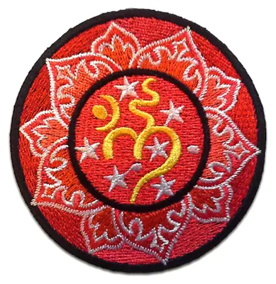 Produktbild von Om Symbol Meditation - Aufnäher, Bügelbild, Aufbügler, Applikationen, Patches, Flicken, Zum Aufbügeln, Größe: Ø 7,5 cm