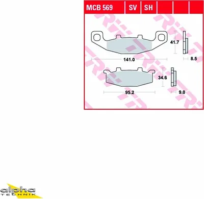 Immagine prodotto di Set di pastiglie freno TRW MCB569SH GTR1000 ZGT00A GS450E GL51F