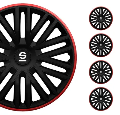 Productafbeelding van 14-inch wielkappen, zwart/rood, wieldeksels, wielbeschermers, model SPC1485BKRD, merk SPARCO