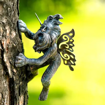 Fee Baumknuddler Ornament aus Harz, 17 cm, wetterfest