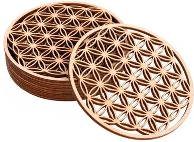 Immagine prodotto di Set di sottobicchieri in legno, 8 pezzi, 10x10 cm, per bevande e caffè