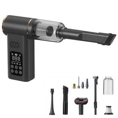 Produktbild von Kabelloser Handstaubsauger fürs Auto, 5-in-1, inklusive Reifenpumpe und LED Licht, wiederaufladbar, ideal für Tierhaare, Outdoor & Camping