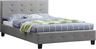 Produktbild von Polsterbett NEBRASKA Bettgestell 120 x 200 cm Einzelbett Designbett inklusive Lattenrost Textilbezug in grau
