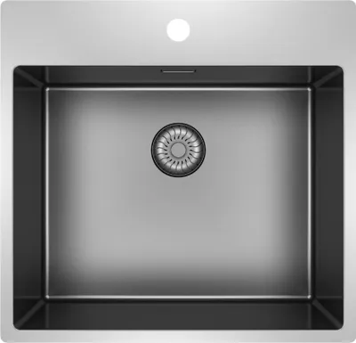 Produktbild von CARESSI 1-Becken Spüle CAPP50KR10GM 708035 mit Hahnbank in Gun Metal (PVD) / ab 60 cm Schrankbreite / Auflage / Flächenbündig