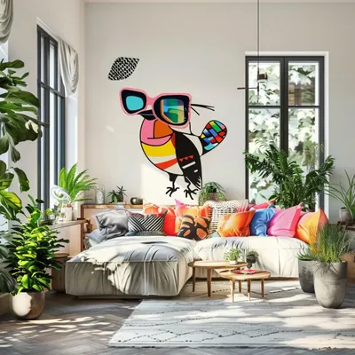 Produktbild von Decords Wandtattoo – Dunenspecht mit Brille im Street-Art-Stil, 279 cm