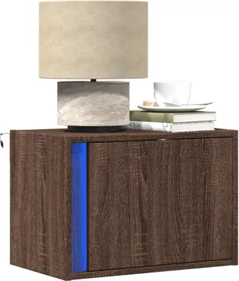 Productafbeelding van vidaXL Wandtafel met nachtlampjes, bruin, eikenhoutlook