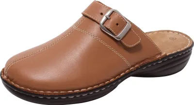 Produktbild von Damen Clogs Lederclogs Pantoletten Komfortschuhe Echtleder Gr. 36-41 hellbraun , Schuhgröße:EUR 36