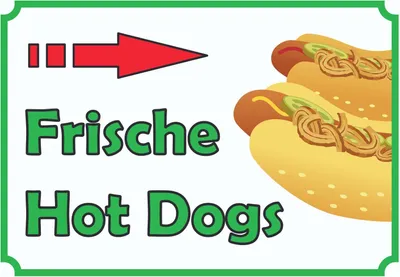 Produktbild von Frische Hot  Dogs  Schild mit Pfeil rechts A2 (420x594mm)