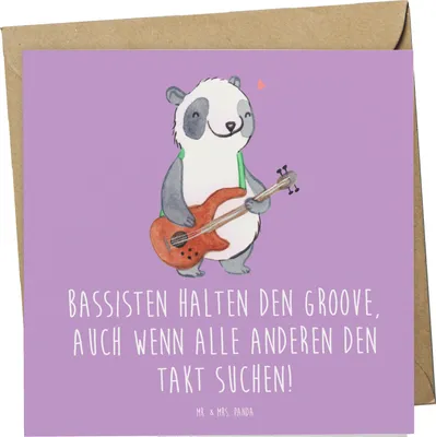 Produktbild von Mr. & Mrs. Panda Grußkarte Bassgitarre Groove - Lavendeltraum - Geschenk, Instrument, doppelkarte, Musik, Bassist, anlasskarte, Musizieren, Klappkarte, Musikinstrument