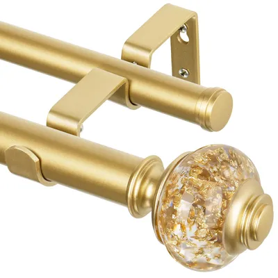 Doppel-Gardinenstange 1 Zoll, gold, verstellbar 350–455 cm
