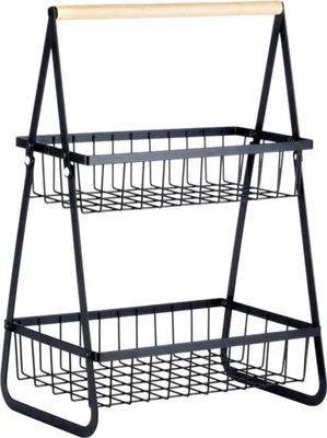 Obrázek produktu pro Košík na ovoce kovový černý 2patrový