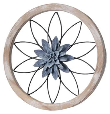 Produktbild von Wanddeko im Landhausstil, rustikale Holzblumen-Dekoration, Wandschmuck für Wohnzimmer, Schlafzimmer, Esszimmer