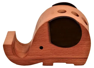 Produktbild von Schreibtisch-Organizer aus Holz, Stiftehalter, Handy- und Kartenhalter