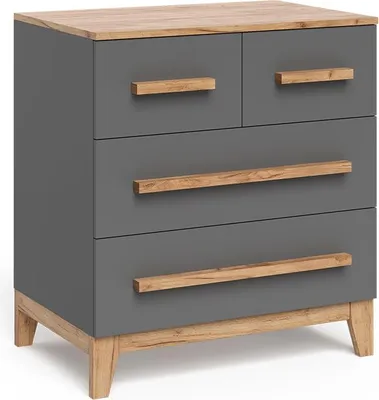 Image de Commode avec tiroirs Vitalispa Malia Gris/Artisan 80x88cm avec 4 tiroirs, Model 58366