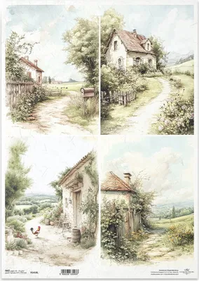 Zdjęcie produktu dla Papier ryżowy do decoupage A3 ITD R1416L wiejskie widoczki
