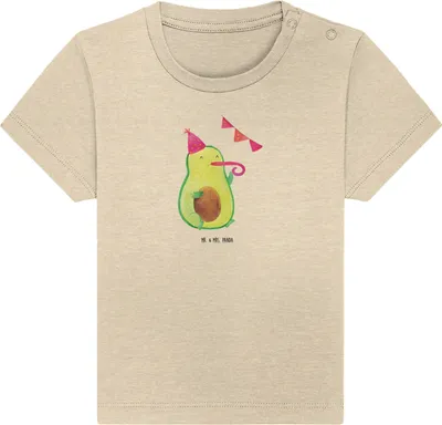 Produktbild von Mr. & Mrs. Panda Organic Baby Shirt Avocado Party 6. - 12. Monat - Natural Raw - Geschenk, Happy Birthday, , Babyshirt, Kleinkind T-Shirt, Geburtstag, Avocados, Feier