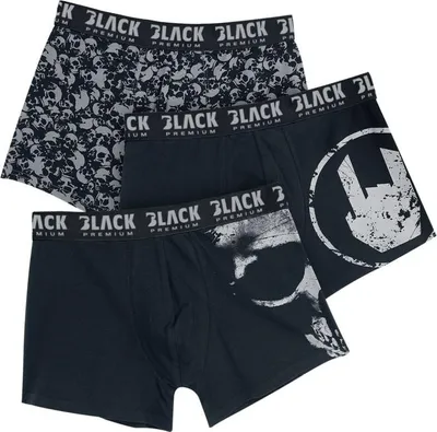Produktbild von Black Premium by EMP Herren schwarz-graue Boxershorts im Dreierpack L
