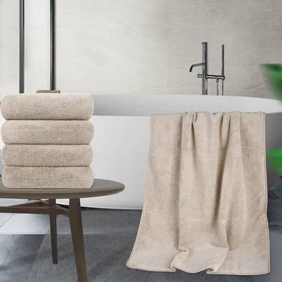 Produktbild von Famanu Handtücher 4 Stück - Mikrofaser - schnelltrocknend - 144,8 x 76,2 cm - beige