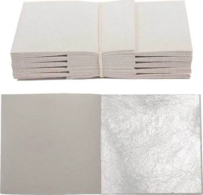 Produktbild von 100 Blatt Echtes Feines Blattsilber 6 cm x 6 cm Echt Silber 925 zum Versilbern & Basteln