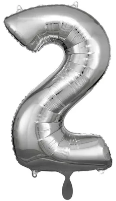 Produktbild von Amscan Foil Balloon Number 2 Junior 50 X 88 Cm Silver