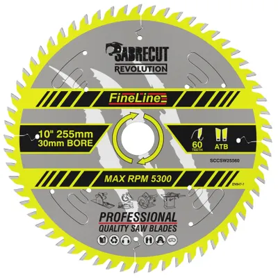 Kreissägeblatt 255 mm, 60 Zähne, 30 mm Bohrung, TCT