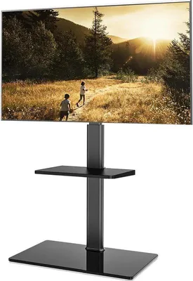 Produktbild von Feststelltisch für 32-60 Zoll Fernseher 70° drehbar & 8 Höhenverstellbar mit Tischplatte und Max. VESA 600x400mm (Schwarz)