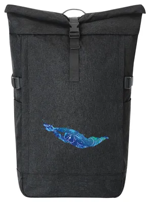 Produktbild von Huuraa Kurierrucksack Schwimmen bunte Silhouette 30-44 Liter Black Melange Fairtrade Rolltop Rucksack Geschenkidee