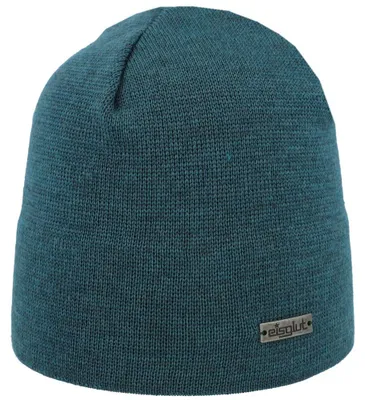 Eisglut dünne Strickmütze Primog Merino 100% Wolle in blau