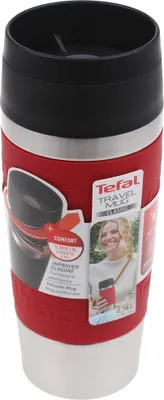 Produktbild von Tefal Travel Mug Classic N2020410, Schwarz, Rot, Edelstahl, Silikon, Edelstahl, Polypropylen (PP), 4 h, 8 h