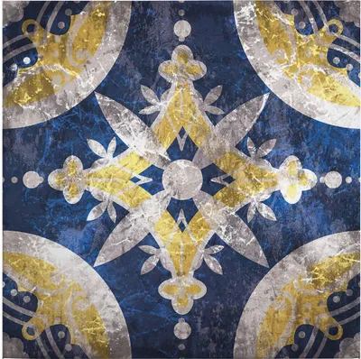 Produktbild von Leinwandbild Kunst 50 x 50 cm - Wandbild Blau Gelb - Keilrahmen Retro Vintage Abstrakt Wohnzimmerdeko Wanddeko Wandgemälde