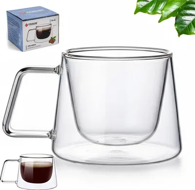 Zdjęcie produktu dla Szklanka z Podwójnym Dnem Ścianką do Kawy Herbaty Kubek do Napojów 150ml