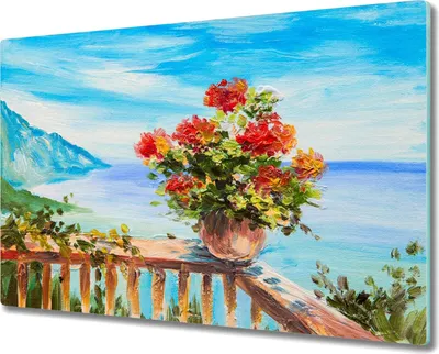 Produktbild von Coloray Schneidebrett Herdabdeckplatte 80x52 cm Kochplattenabdeckung Hackbrett Küchenbrett - Blumen Meer Himmel