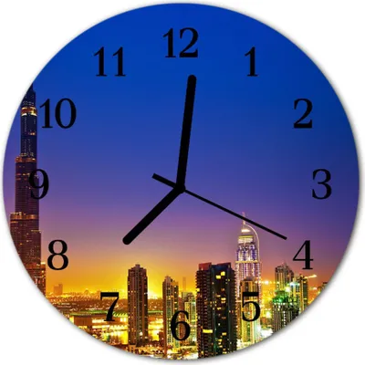 Produktbild von Glasuhr Wanduhr Küchenuhr Echt-Glas 30fi cm Skyline Dubai mehrfarbig