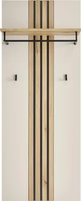Produktbild von Garderobenpaneel LIMA, Kaschmir Evoke Eiche Holznachbildung, Melaminbeschichtung, Hutablage, Kleiderstange, 2 Haken