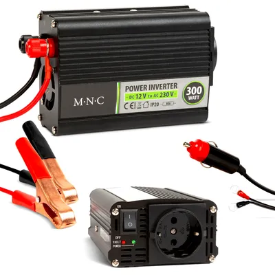 Produktbild von Wechselrichter 12 V 230 V - 300 W - Modifizierte Sinuswelle für Auto mit Batterieklemmen und 12v stecker