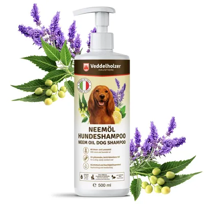 Produktbild von Veddelholzer 500 ml Natürliches Neemöl Hunde Shampoo sanfte Haut- & Fellpflege, lindert Juckreiz gegen Flöhe, Zecken für Rückfettend & Feuchtigkeit