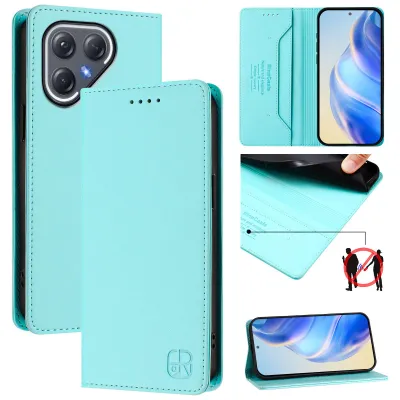 Produktbild von Lederhülle für Tecno Pova 7 Pro Hülle Flip Brieftasche Kartenfächern Ständer Schutzhülle Türkis