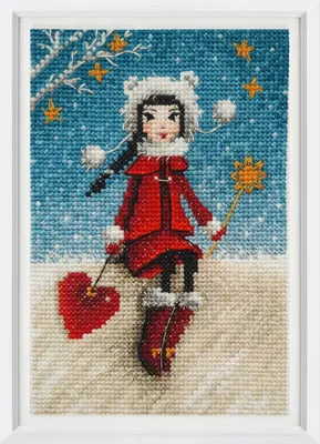 Image de RTO Kit de broderie au point de croix "Tendresse de la neige", motif à compter, 10x15cm