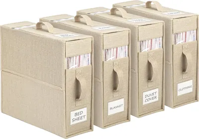 Produktbild von Aufbewahrungstasche für Bettwäsche - praktischer Organizer - 4 Stück - beige